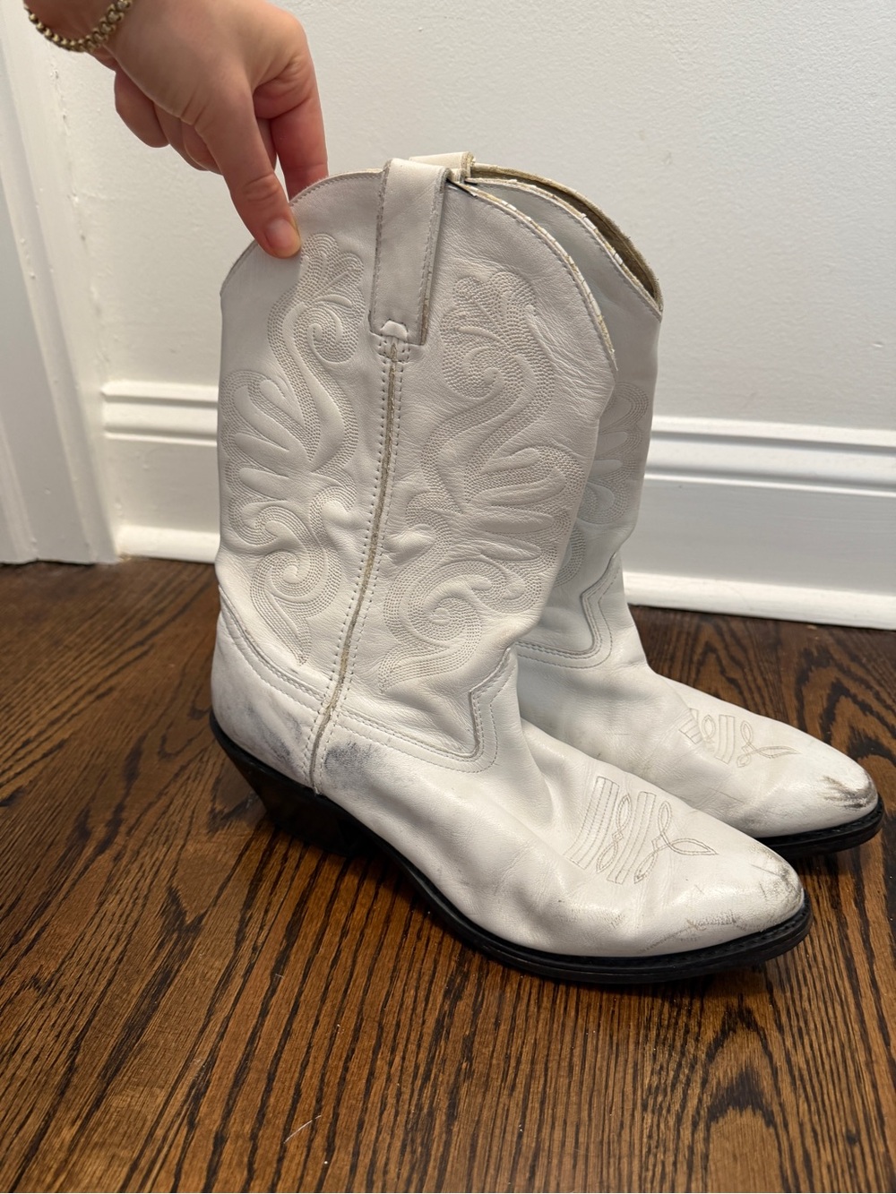 Durango White Full Grain Leather Western 11" Upper Cowboy Boots